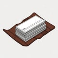 A large stack of blank cheques rests inside a brown leather case Royalty Free Stock Photo