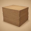 A large stack of brown cardboard sheets is neatly piled, forming a rectangular block. T Royalty Free Stock Photo