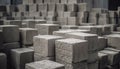 A large stack of concrete blocks in a row