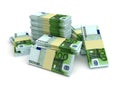 Large stack of euro money on white background