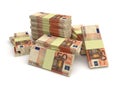 Large stack of euro money isolated on white background