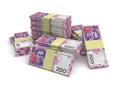 Large stack of hryvnia money on white background