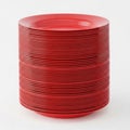 Stack of Red Disposable Plates on a White Background plastic Royalty Free Stock Photo