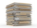 Large stack of organized papers isolated on white background Royalty Free Stock Photo