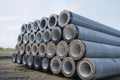 Large stack PHC Pile for construction, industrial material storage and infrastructure development Royalty Free Stock Photo