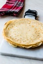 Large Stack of Plain Thin Pancake Crepes