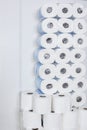 Large stack of toilet paper rolls in a home. Ready for an emergency Royalty Free Stock Photo