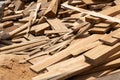 Large stack of wood planks, teak wood