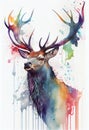 Large Stag antlers portrait Royalty Free Stock Photo