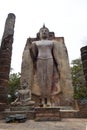 Large standing Buddha image Phra Attharot at Wat Saphan Hin, facing east, Sukhothai Historical Park, Thailand Royalty Free Stock Photo