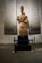 Large statue of the 18th dynasty Pharaoh Akhenaten at Egypt`s new National Museum of Egyptian Civilization NMEC