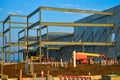 Concrete and steel frame commercial building under construction. Royalty Free Stock Photo