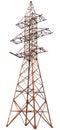 Large steel electric pole on a white