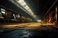 Large steel factory warehouse. Generative AI