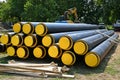 Large steel pipes at the construction site