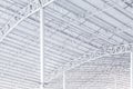 Large steel structure truss, roof frame and metal sheet in building Royalty Free Stock Photo