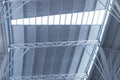 Large steel structure truss, Roof frame and metal sheet in building construction site Royalty Free Stock Photo