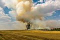 Large steppe fire in the fields of Orenburg, Russia Royalty Free Stock Photo
