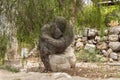 Large stone abstract sculpture made by a local artist in the famous artists village Ein Hod near Haifa in northern Israel