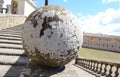 Large stone ball in front of the Renaissance palace Farnese Royalty Free Stock Photo