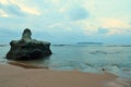 A Large Stone in Calm Sea Waters at Pristine Sandy Beach with Colors in Morning Cloudy Sky - Sitapur, Neil Island, Andaman, India Royalty Free Stock Photo