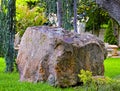 Large stone in garden
