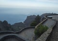 Large stone mountain viewpoint Mirador Ermita del Santo, Arure. View towards the valley of village Taguluche with small