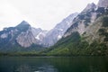Large stone mountains in the Alps on Konigssee Lake Royalty Free Stock Photo