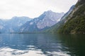 Large stone mountains in the Alps on KÃÂ¶nigssee Lake Royalty Free Stock Photo