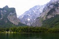 Large stone mountains in the Alps on KÃÂ¶nigssee Lake Royalty Free Stock Photo