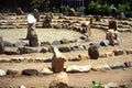 Large stone and sand labyrinth bathed in the mid-day sun Royalty Free Stock Photo