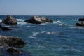 Large stones of frozen lava on the beach in Foros, Crimea