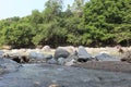 Large stones in the river in West Java in Indonesia Royalty Free Stock Photo