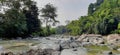 Large stones in the river in West Java in Indonesia Royalty Free Stock Photo