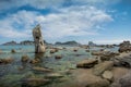 A large pile of boulders in shallow water Royalty Free Stock Photo