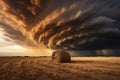 a large storm cloud over a field