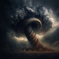 storm producing a Tornado, causing destruction. 3D Illustration.Generative AI Royalty Free Stock Photo