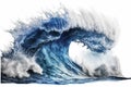 Large stormy sea wave in deep blue isolated on white. Generative AI Royalty Free Stock Photo