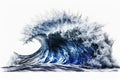 Large stormy sea wave in deep blue isolated on white. Generative AI Royalty Free Stock Photo