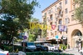 Armenia, Yerevan, September 2022. Busy street in festive decoration.