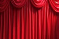 a large striped theater background in red