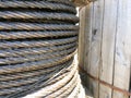 Large strong braided steel wire cable on spool