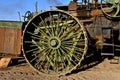 Large and strong steel wheel of a steam engine Royalty Free Stock Photo