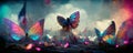 large stunningly beautiful fairy wings Fantasy abstract paint colorful butterfly Royalty Free Stock Photo