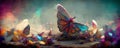 large stunningly beautiful fairy wings Fantasy abstract paint colorful butterfly Royalty Free Stock Photo