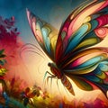 Fantasy abstract paint colorful butterfly Generative ai for illustrations Royalty Free Stock Photo