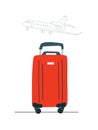 Large suitcase with the silhouette of a airplane Royalty Free Stock Photo