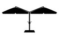 Large sun umbrella for bars and cafes on the terrace or the beach black outline silhouette vector illustration Royalty Free Stock Photo