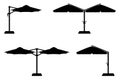 Large sun umbrella for bars and cafes on the terrace or the beach black outline silhouette vector illustration Royalty Free Stock Photo