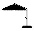 Large sun umbrella for bars and cafes on the terrace or the beach black outline silhouette vector illustration Royalty Free Stock Photo